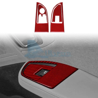 For BMW i3 2013-2022 Door Window Lift Button Panel Stickers Red Carbon Fiber - image 1 of 4