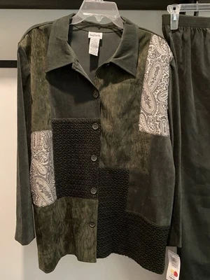 BonWorth 2 Piece Set: Suede Feel Olive Green Top & Slacks Size X-Large-NWT - Image 1 of 4