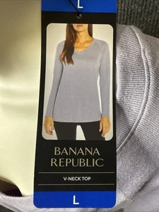 Banana Republic Damen Langarm V-Ausschnitt Top Große Größe Lila Shirt Neu mit Etikett - Bild 1 von 13