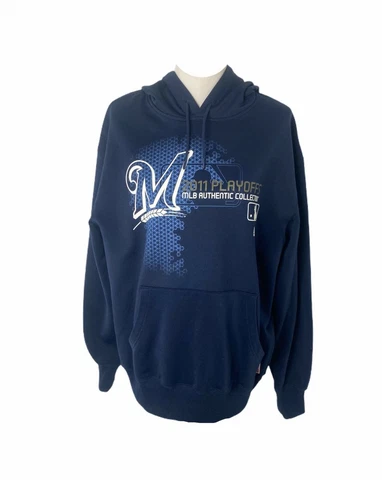 Majestic Therma Base 2011 Playoff’s Milwaukee Brewers Men’s Size Medium Hoodie Cover