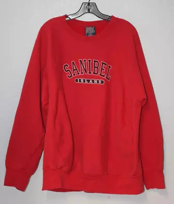VINTAGE 90's Florida Sweatshirt Men Large Sanibel Island Red Spell Out MV Sport - Image 1 of 4