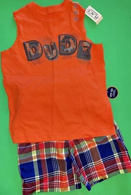 NEW "DUDE" Boys 2 Pc Tank Shirt Swimsuit Shorts Outfit Set 4T 4 XS SUMMER $25.45 - Image 1 of 4