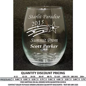 Bicchiere da vino personalizzato 15 oz senza stelo inciso personalizzato danza formale - Foto 1 di 16