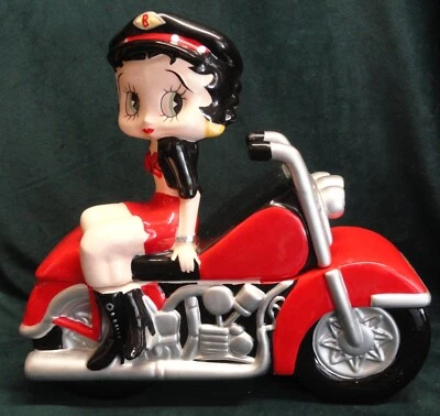 2007 Colorful & Cool BETTY BOOP on a Red MOTORCYCLE Cookie Jar NJ Croce --LOOK - Image 1 of 4