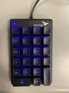 Number Pad, ROTTAY Mechanical USB Wired Numeric Keypad with Blue LED Backlit - Picture 1 of 3