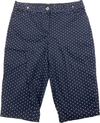 Bermudas Charter Club azules blancas a lunares mezcla de algodón tiro medio talla 4 Foto 1 de 4