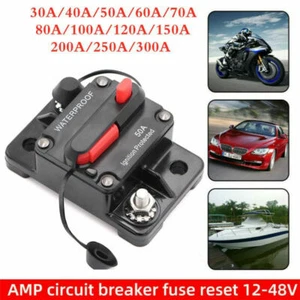 Waterproof Car Circuit Breaker Fuse Reset 30-300 A 12V-48V DC Car Boat Auto IP67 - Picture 1 of 20
