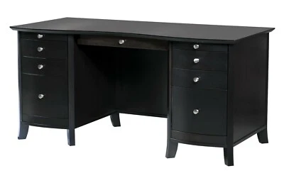 Amish Transitional Computer Office Desk Curved Bowed Front Solid Wood USA - Image 1 of 2