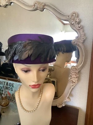 Vintage Purple Satin with Black feathers, Dayton’s Collection  - Image 1 of 4