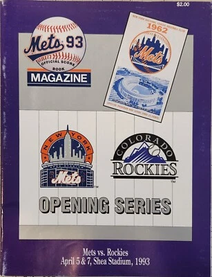 1993 NY Mets Vs Colorado Rockies Opening Day Series Program Shea Stadium - Image 1 of 2