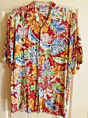Vintage Campia Moda Men's Beautiful Red Multi Color SS HAWAIIAN Shirt SZ MEDIUM - Image 1 of 3