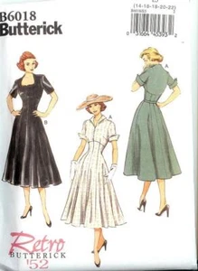 Butterick 6018 Vintage Retro 52 Dress Sewing Pattern Princess Seam Misses Plus - Picture 1 of 4