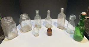 Lot of (9) Vintage Bottles & Jars Beer Medicine Coffee Mason Alcohol - Picture 1 of 24