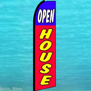 OPEN HOUSE FLUTTER FLAG Feather Swooper Tall Curved Top Advertising Banner Sign - Picture 1 of 5