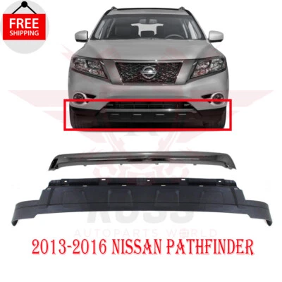 New Front Bumper Lower Spoiler & Molding Chrome Fits 2013-2016 Nissan Pathfinder Foto 1 de 4