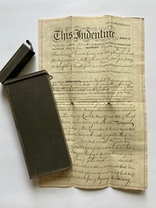 Antique Handwritten Indenture Lancaster County PA Pennsylvania w Document Box - Picture 1 of 24