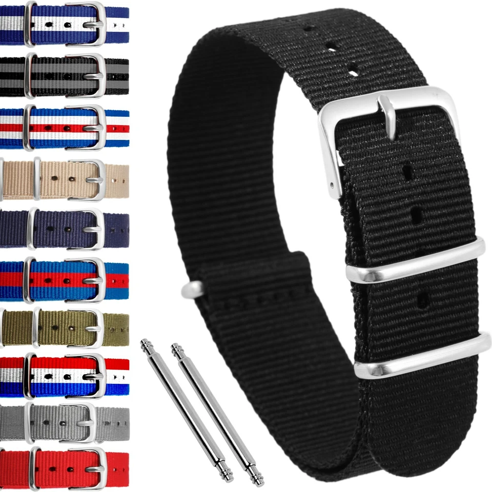 NATO Uhrenarmband 12. 14. 16. 18. 20. 22. 24 mm Nylon Textil Stoff Sport Band X1 - Bild 1 von 3
