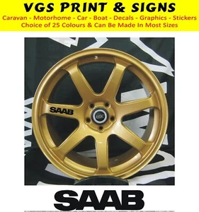 SAAB 6x CALCOMANÍAS DE RUEDA DE ALEACIÓN PEGATINAS GRÁFICAS ELECCIÓN DE COLORES ENVÍO RÁPIDO - Imagen 1 de 3