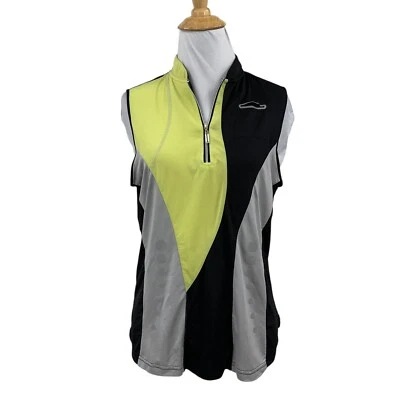 Camisa Jamie Sadock Mujer M Mediana Wasabi Negra Cuarto Cremallera Reflectante Golf Foto 1 de 4