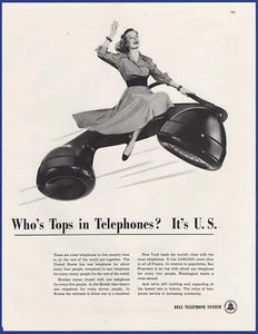 Vintage 1948 GLOCK TELEFONANLAGE Frau Reiten Telefon Ephemera 40er Jahre Druck Anzeige - Bild 1 von 1