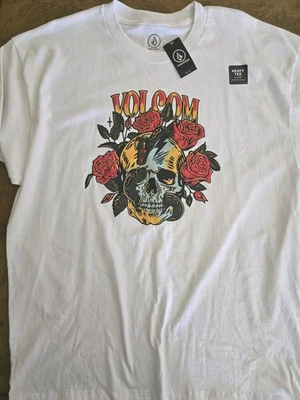 Volcom Roses Skull Men's T-Shirt Heavy Tee Size XL Free Shipping NWT  - Image 1 of 2