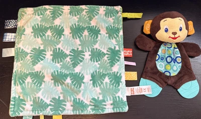 2-Pcs BRIGHT STARTS Snuggle & Teeth MONKEY + Matching TEXTURED LOVEY with TAGS - Image 1 of 4