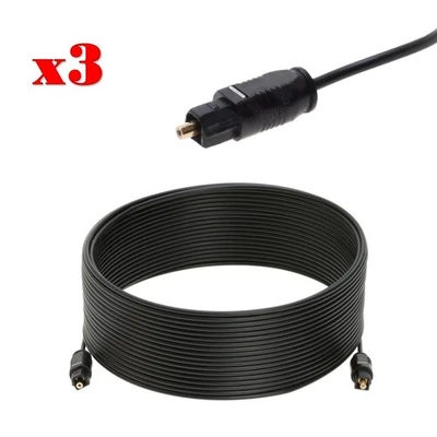 3-Pack - 25FT Toslink Digital Optical Audio Cable SPDIF Fiber Optic Sound Cord - Image 1 of 4