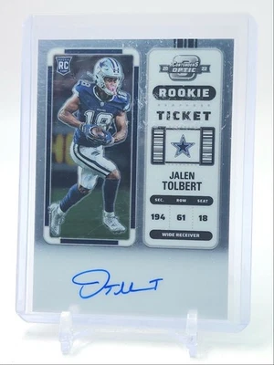 JALEN TOLBERT 2022 CONTENDERS OPTIC ROOKIE TICKET COWBOYS RC AUTO Q4408 - Image 1 of 2