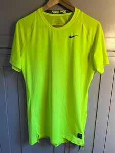 Nike T-Shirt Pro Cool Compression Dri Fit | Men's | Neon Yellow | XL | New - Picture 1 of 11