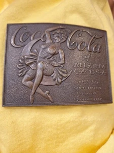 Tiffany Studio NY Coca-Cola Trans-Pan San-Francisco Exposition Brass Belt Buckle - Picture 1 of 7