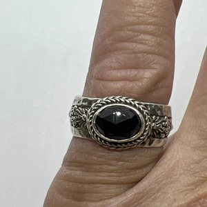 Sterling Silver Black Onyx SARDA Ring Size 7 - Picture 1 of 7
