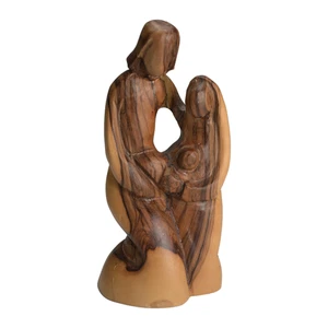 Handgeschnitzte Olivenholz Statue der Heiligen Familie Josef Maria Jesuskind 6 Zoll - Bild 1 von 6