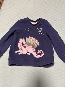 Mini Boden Girls' Dragon Appliqué Sweatshirt Navy Size 5-6 - Picture 1 of 3