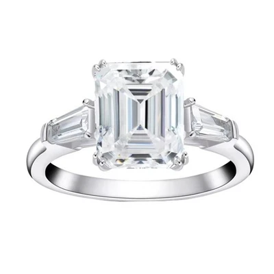 1-4CT Real Emerald Cut Moissanite Ring Band 925 Sterling Silver Pass Tester GRA - Image 1 of 4