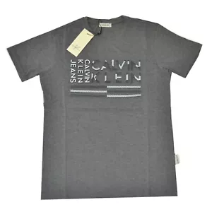 CALVIN KLEIN JEANS HERREN T-SHIRT IN GRAUER FARBE MIT RELIEF LOGO GRÖSSE S SMALL - Bild 1 von 3