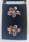JAY STRONGWATER RARE SET RUBY RED PURPLE LILY CRYSTAL ENAMEL NAPKIN RING HOLDERS