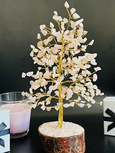 TIPI CRISTALLO QUARZO ROSA PIETRE PREZIOSE FATTE A MANO ALBERO GUARIGIONE GUARIGIONE REIKI NEW AGE - Foto 1 di 6