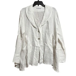 Bryn Walker Tunika Top Damen klein weiß Leinen Oversize Lagenlook Artsy Bluse - Bild 1 von 10