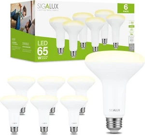 Sigalux BR30 LED Flood Lights, 650LM, 2700K Soft White, E26, UL, 6-Pack - Picture 1 of 7