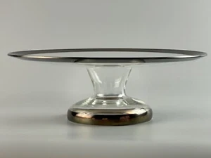 Fine Vintage Mid Century Silver Rimmed Glass Serving Dish - Picture 1 of 3
