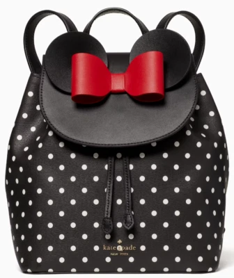 Kate Spade Disney Minnie Mouse Flap Black Leather Backpack K4642 NWT $379 Retail - Image 1 of 4