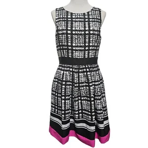 Vestido ajustado y acampanado Eliza J para mujer talla 10 sin mangas bolsillos cremallera negro blanco - Imagen 1 de 13