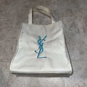 Vintage YSL YVES SAINT LAURENT White TOTE BAG Cooling (stained) - Picture 1 of 10
