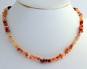 Ópalo de fuego aprox. 45 cm de largo cadena de astillas, collar, tambor, con cierre, NUEVO - Imagen 1 de 1