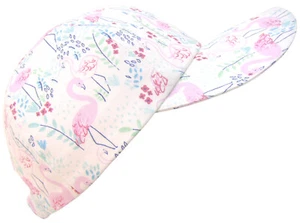 "Flamingo Garden" - LARGE - Pastel Pink Birds White Baseball Hat by CALICO CAPS® - Picture 1 of 6