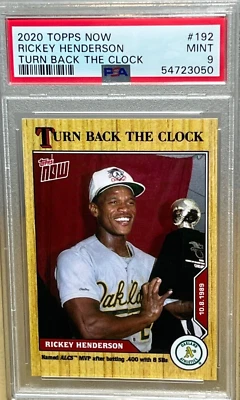 RICKEY HENDERSON * PSA 9 * 2020 TOPPS NOW TBTC RELÓGIO DE VOLTA 89 ALCS MVP #192 - Imagem 1 de 3