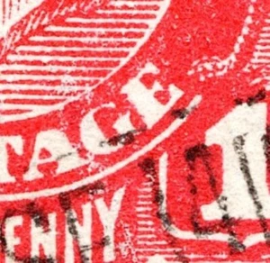 AUSTRALIA KGV 1d RED STAMP WITH ACSC LISTED FLAW 71(2)l  'Thin G' - CV $150 - Picture 1 of 3