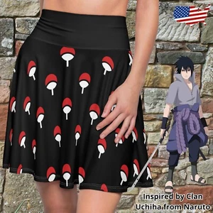 Uchiha Skater Skirt Naruto Inspired Anime Clothing Manga Cosplay Japanese Symbol - Picture 1 of 12