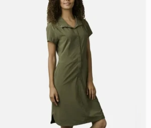 Prana Shadyn Hemdblusenkleid Army oliv moosgrün Druckknopfverschluss Taschen Größe M - Bild 1 von 11