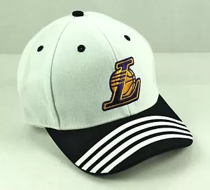 Los Angeles LA LAKERS White & Black Stripe Bill Flex Fit Hat Cap NBA L / XL - Picture 1 of 3